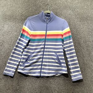 Talbots Full Zip Mock Neck‎ Rainbow Stripe Long Sleeve Sweatshirt Small Petite